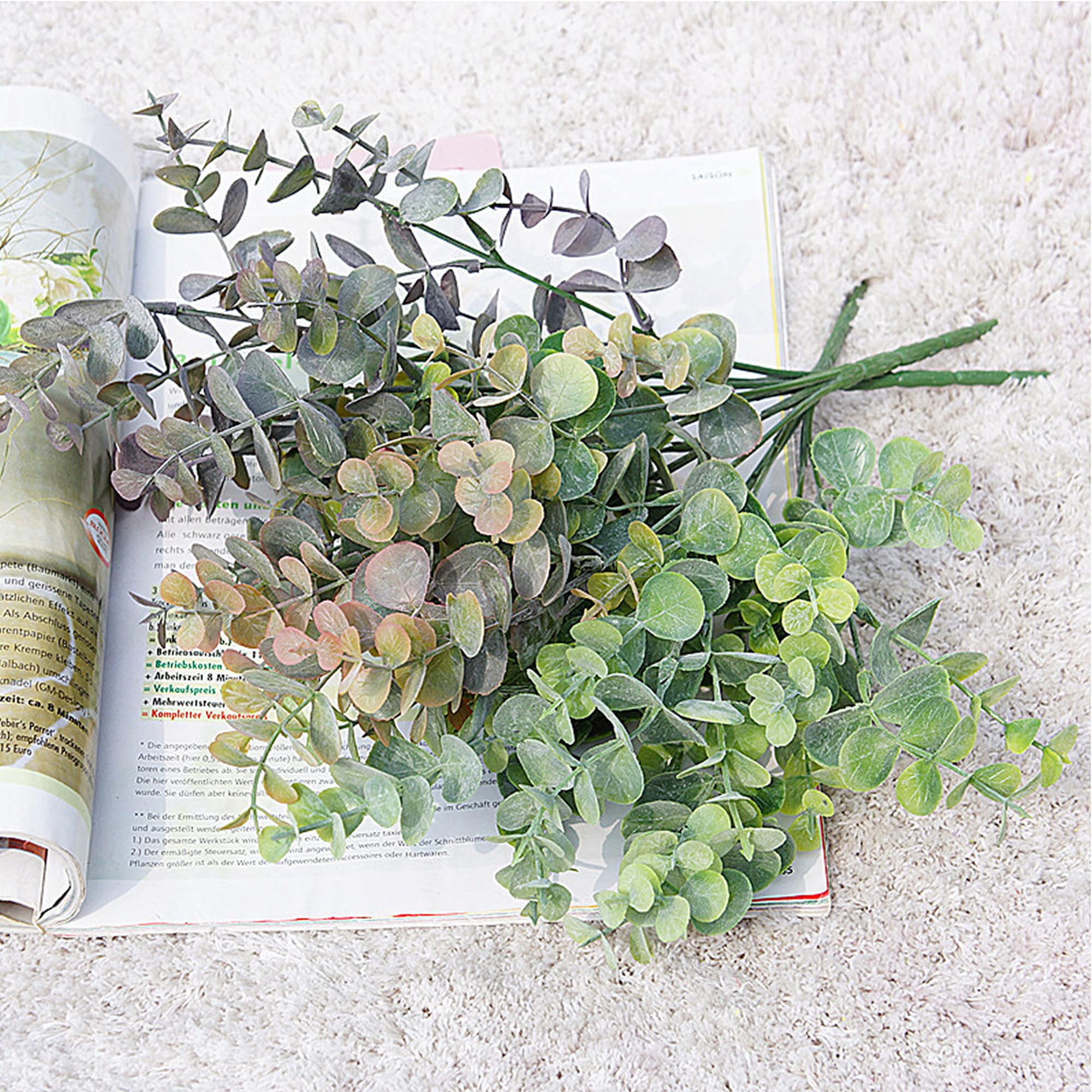 2 Lifelike Artificial Fake Leaf Eucalyptus Green Plant Silk Flowers Nordic Decor