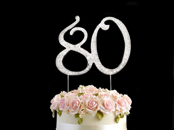 Rhinestone Diamante Decorating Gem Cake Pick Number Topper Anniversary Birthdays