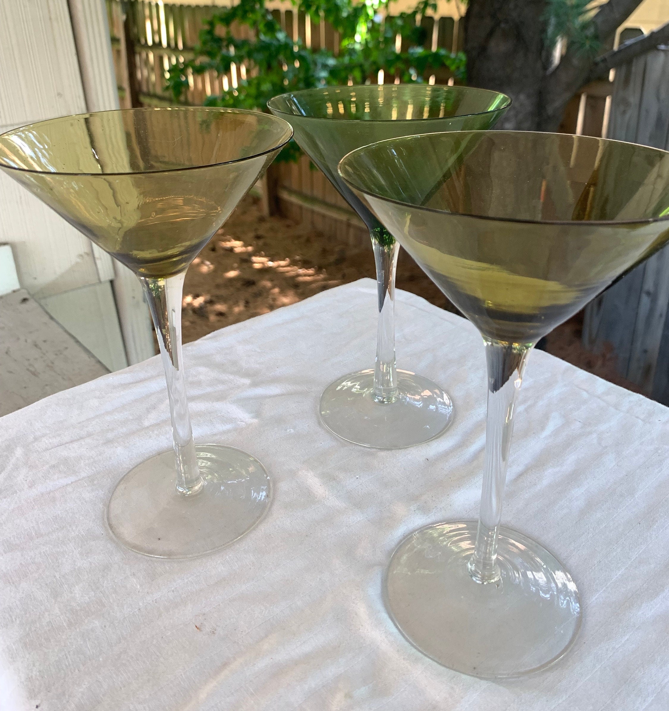 Vintage Colored Glass Mini Martini Glasses Set of 8 W/ Short