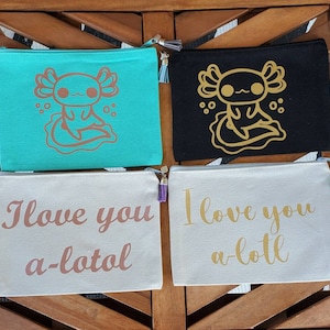 DH14hjsdDEE Love Axolotl Heart Zipper Canvas Coin Purse Wallet Cellphone Bag With Handle Make Up Bag