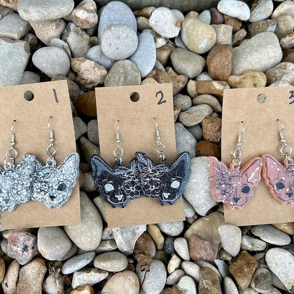 Sphynx Cat Resin Dangle Earrings