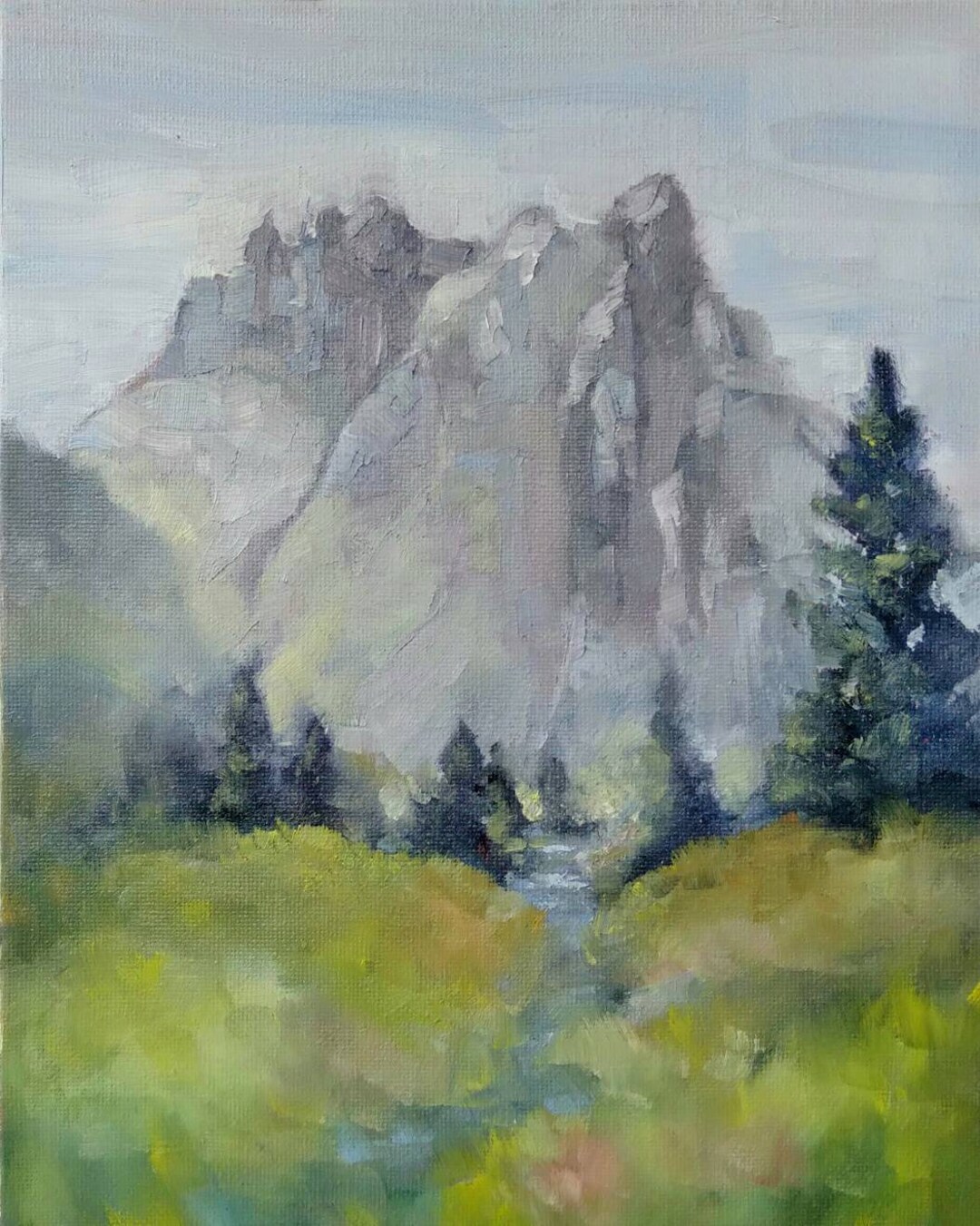 Original Impressionist Mountain Oil Painting, Mountain Landscape ...