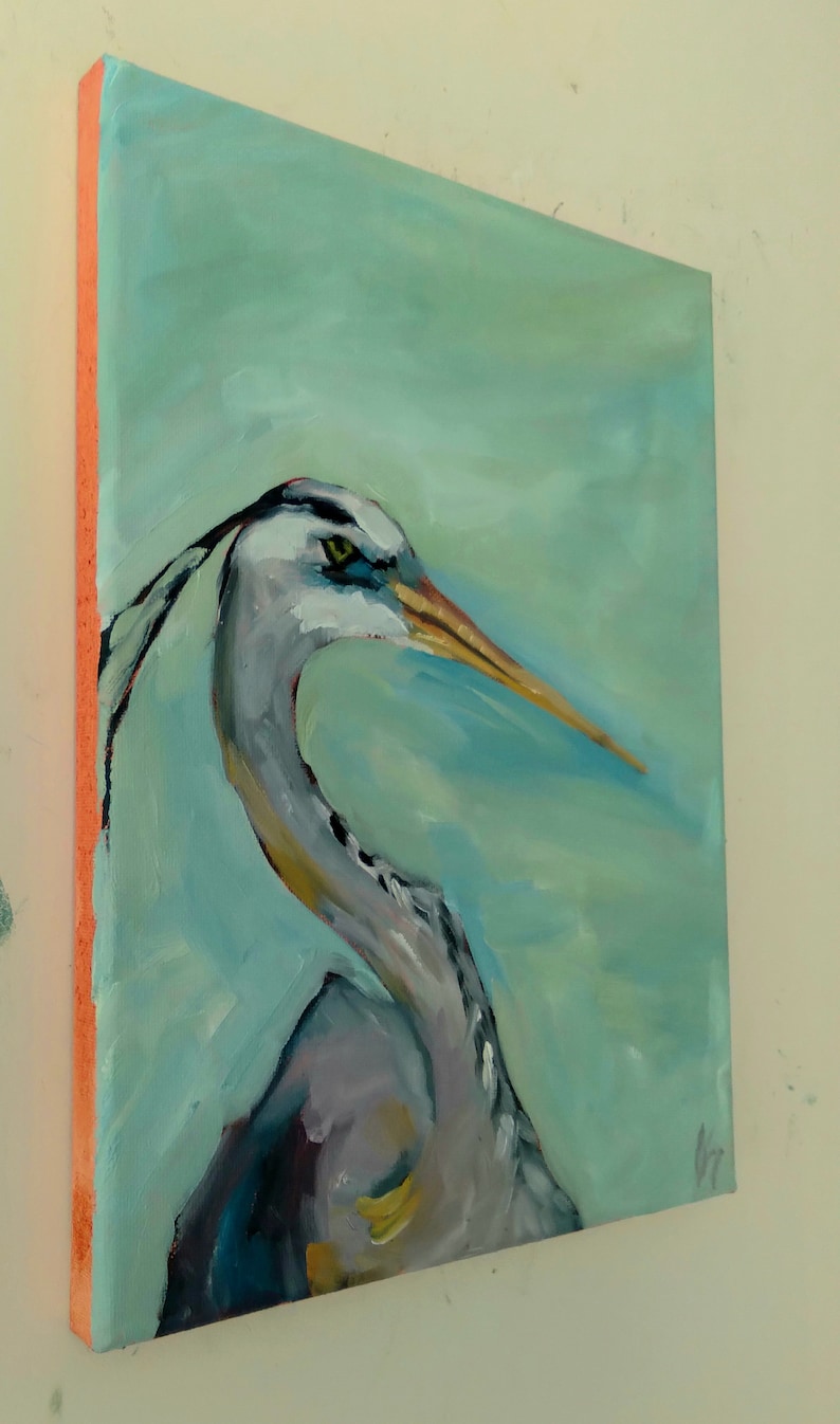 Original Blue Heron Oil Painting, Waterbird Art (9x12) - Etsy