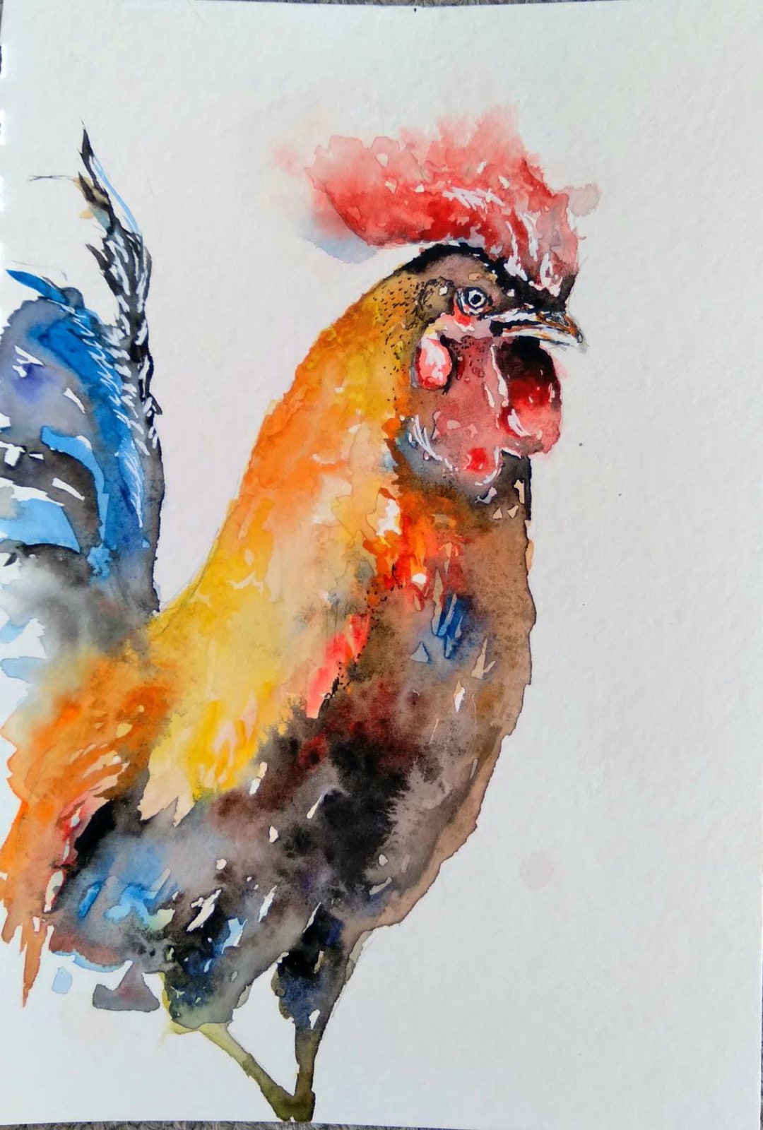 Impressionism Style Chicken with Watercolour Flower Bouquet Crown