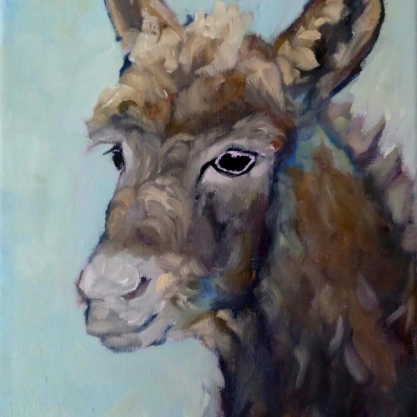 Original donkey oil painting, horse artwork, foal paintings, wildhorse painting