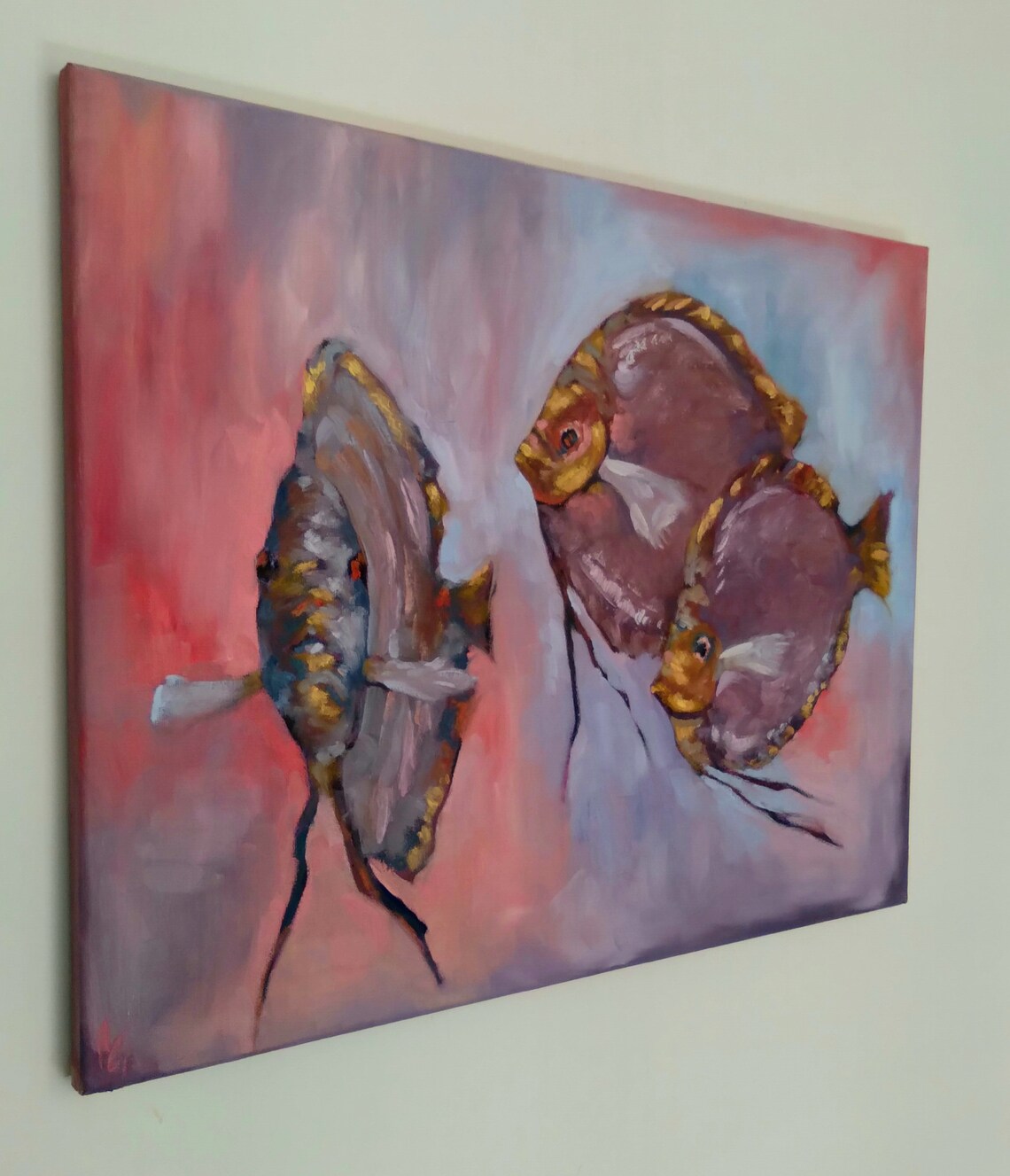 Original Discus Fish Oil Painting, Fish Art - Etsy