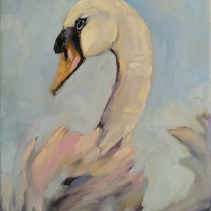 Original swan oil painting, waterfowl paintings, wildlife artwork