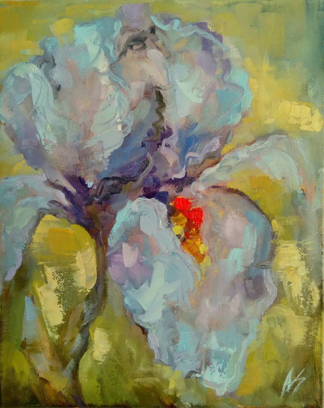 Original Blue Iris Oil Painting, Iris Flower Artwork - Etsy