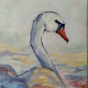 Original swan oil painting, waterfowl paintings, wildlife artwork