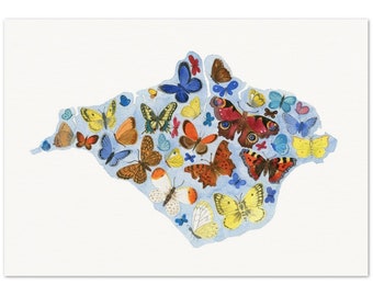 Isle of Wight Butterflies watercolour by Gemma Mallinson Print on Archival Matte Paper