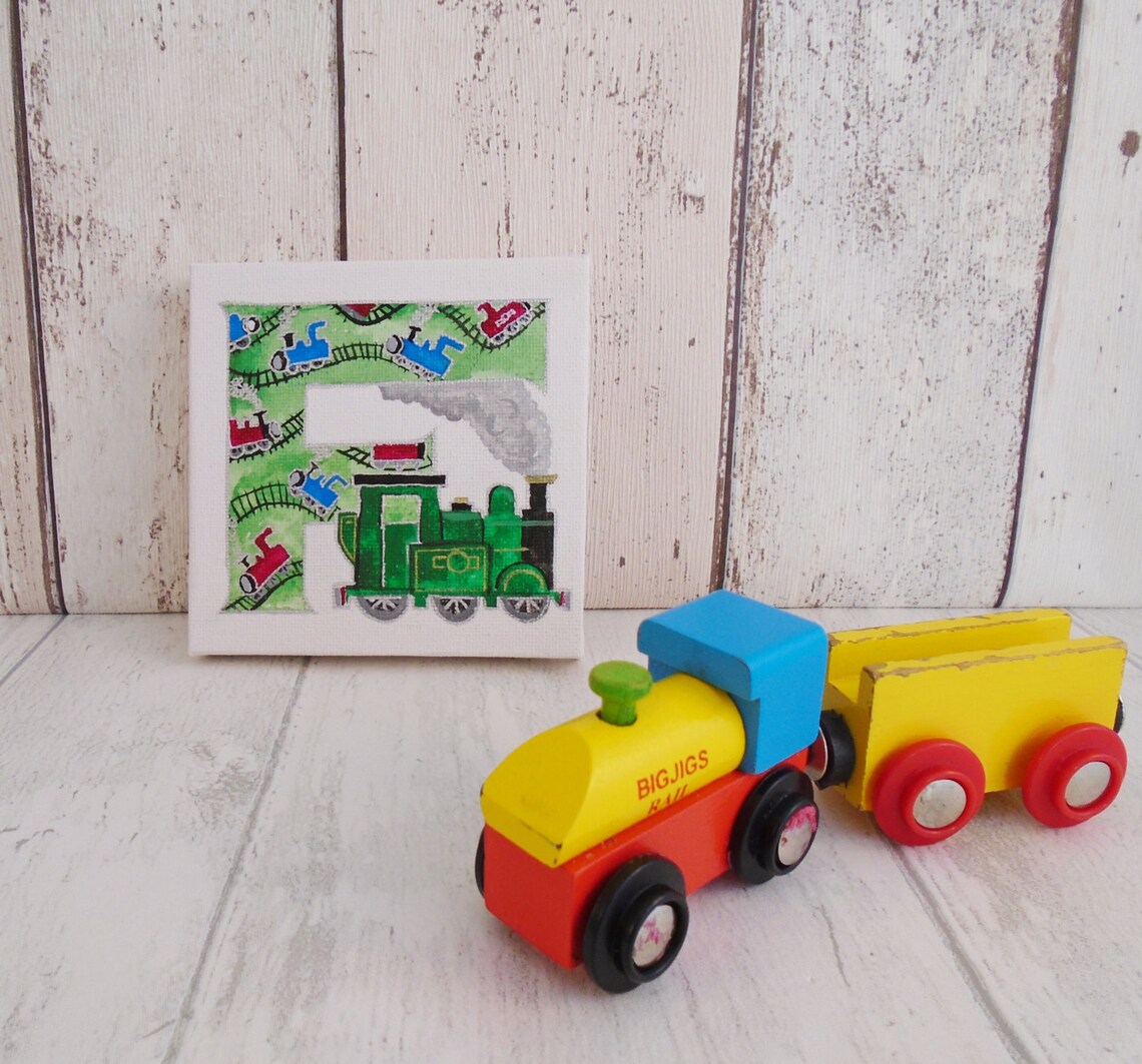 Train Letter Canvas Steamtrain Wall Art Train Nursery Art Etsy UK