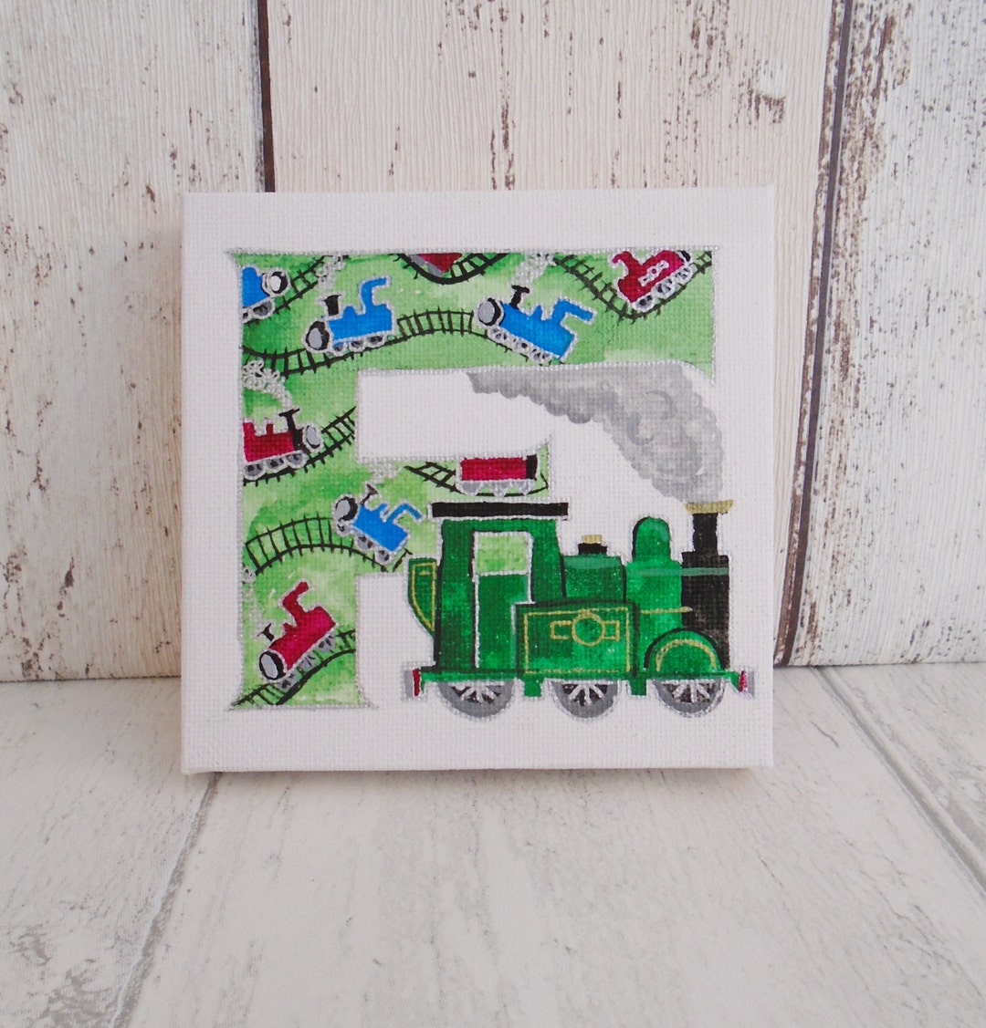 Train Letter Canvas Steamtrain Wall Art Train Nursery Art Etsy UK