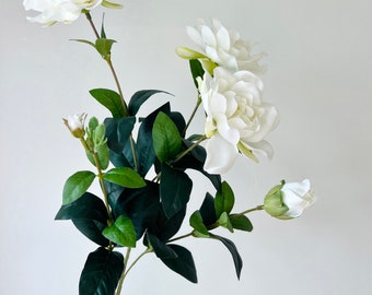 White Flower Spray, Faux Gardenia Blossoms, Wreath Making Floral Arrangement Artificial Flower Stems for Spring