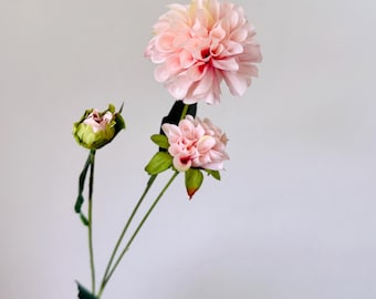 Pink Dahlia Stem, Faux Spring and summer Blooms, Wreath Making Floral Arrangement Artificial Flower Stems for Spring