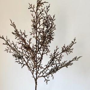 28” Brown Juniper Stem, Brown Faux Evergreen Spray Neutral Fall Christmas Wreath Greenery DIY Wreath Supplies, Fall Texture Stem