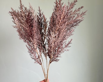 Faux Plum Cream Pampas Grass Bush Artificial Dried Look Grass Spray, Dusty Mauve Fall Floral Stem, Neutral Vase Filler, Wreath Supply