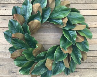 Magnolia Wreath, Fall Wreath, Farmhouse Wreath, Two Toned Magnolia Wreath, Grapevine Wreath, Front Door Wreath, Wall Decor, Winter Wreath