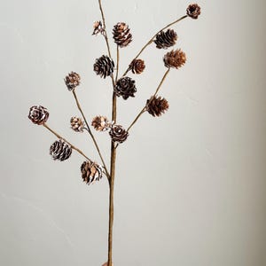 Rustic Pinecone Spray Stem with Snow Frost Winter Christmas Faux Branch Holiday Floral Pick,  Rustic Woodland Decor, Wreath and Centerpiece