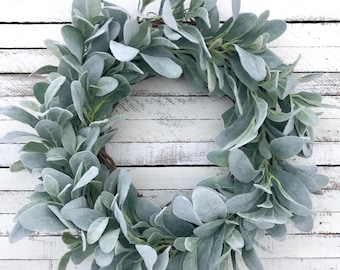 Lamb's Ear Wreath, Farmhouse Wreath, Greenery Wreath, Year Round Wreath, Front Door Wreath, Wedding Wreath, Spring Decor, Winter Wreath