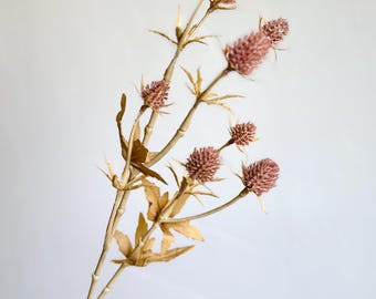 Pink Thistle Stem Faux Fall Floral Pick Artificial Thistle Spray for Wreaths, Bouquets and Seasonal Arrangements