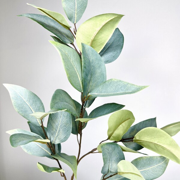 Green Eucalyptus Spray, Artificial Greenery Stem for Wreath Making or Faux Floral Arrangements, Wedding Greenery