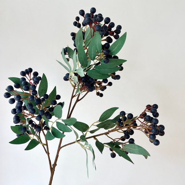 Artificial Pepperberry Spray, Faux Blue Berry Stem, Faux Berry Spray for Wreath Making