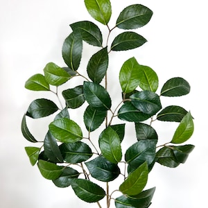 27” Camellia Leaf Spray, Artificial Greenery Stem for Wreath Making or Faux Floral Arrangements, Wedding Greenery