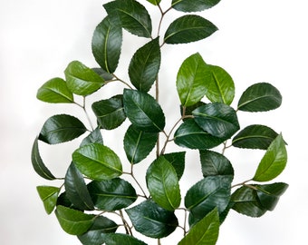 27” Camellia Leaf Spray, Artificial Greenery Stem for Wreath Making or Faux Floral Arrangements, Wedding Greenery