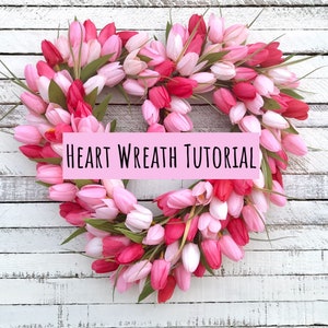 Tulpenkrans zelfstudie, roze hartkrans, Valentijnsdagkrans, doe-het-zelf tulpenkrans, hoe maak je een krans