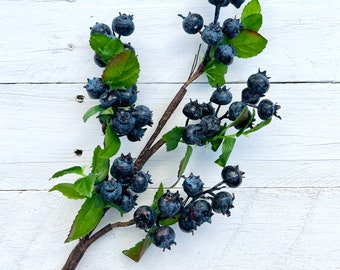Artificial Blueberry Stem, Faux Berry Stem, Realistic Faux Fruit Spray for Wreath Making
