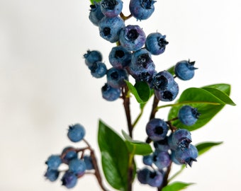 Artificial Blueberry Stem, Faux Berry Stem, Realistic Faux Fruit Spray for Wreath Making