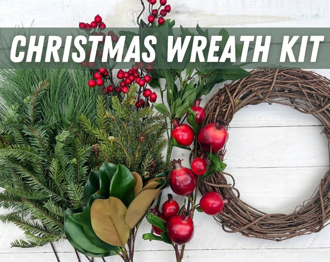 DIY Christmas Wreath Kit, Make Your Own Pomegranate Christmas Wreath