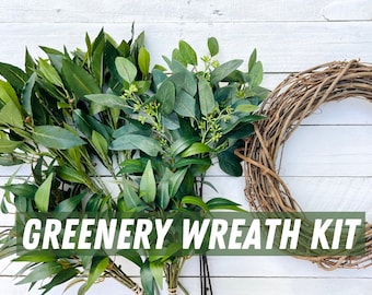 Year Round Greenery Wreath Kit, DIY Craft Kit, Make Your Own Wreath