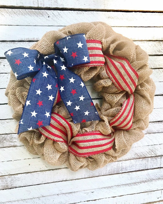 Home & Living Fourth of July Patriotic Wreath Red White and Blue ...