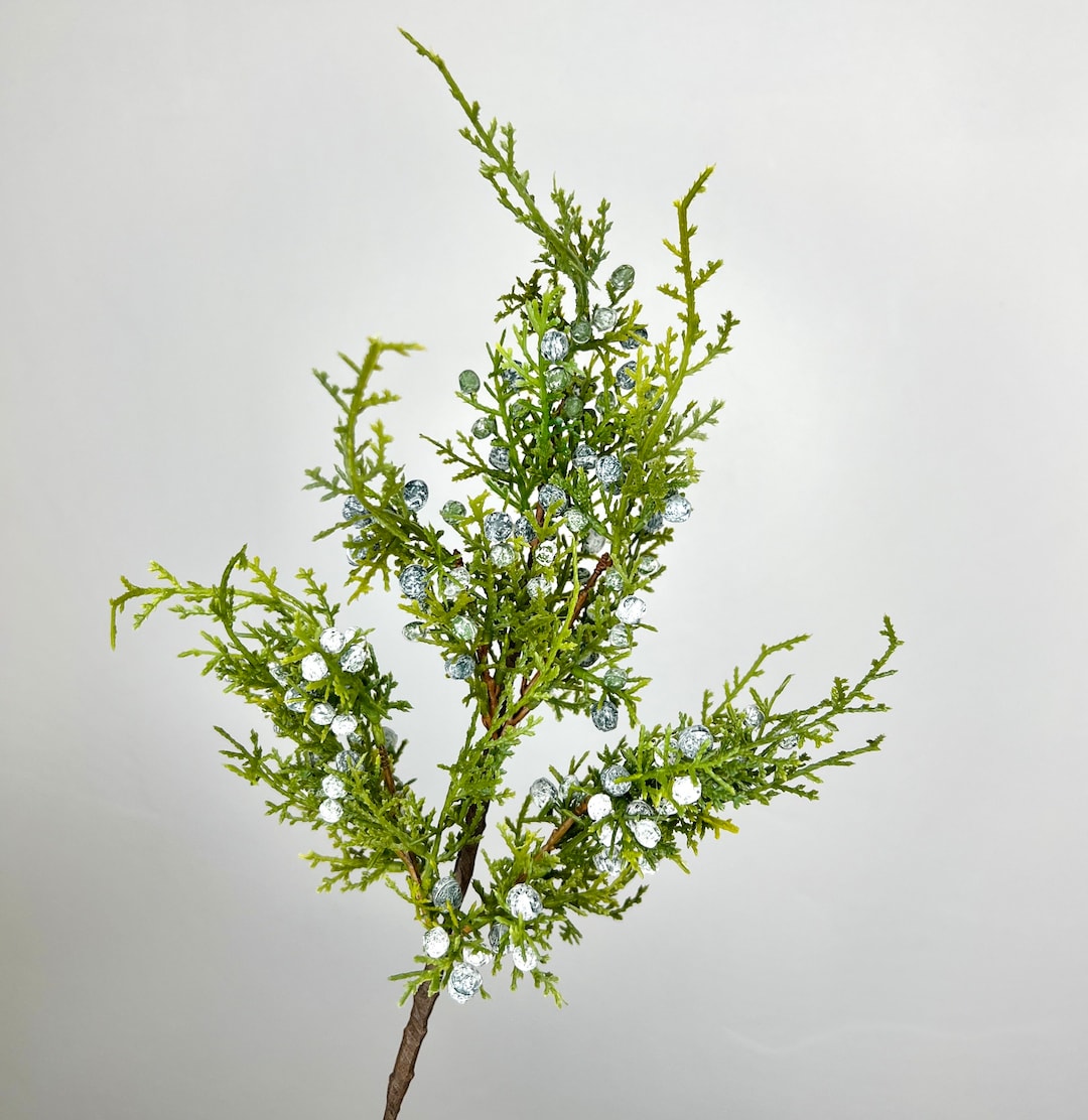 Faux Juniper Spray, Artificial Greenery Stem for Wreath Making or Faux