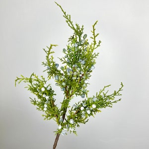 Faux Juniper Spray, Artificial Greenery Stem for Wreath Making or Faux Floral Arrangements, Christmas Evergreens