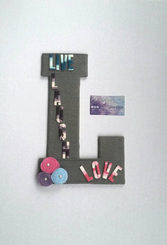 Yarn Wrapped Letter Wall Art Monogram Letter Live Laugh Etsy