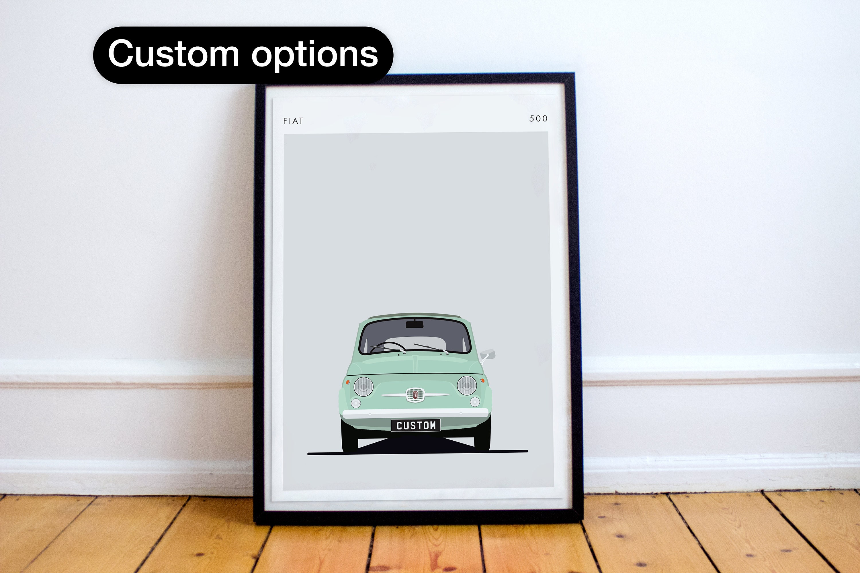 Fiat 500 Art Wandbild, 60x60 Cm, Auf Keilrahmen – Fotoleinwand-Druck Direkt Vom Künstler