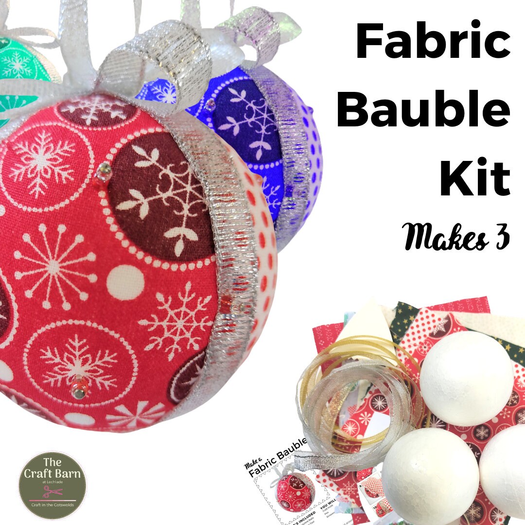Fabric Bauble Kit - Makes 3 Lavish Christmas Baubles. Beautiful ...