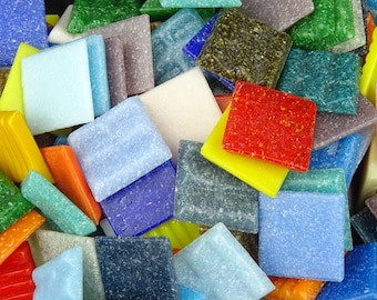 Vitreous Glass Mosaic Tiles 20mm Square Assorted Colours 900g Pack