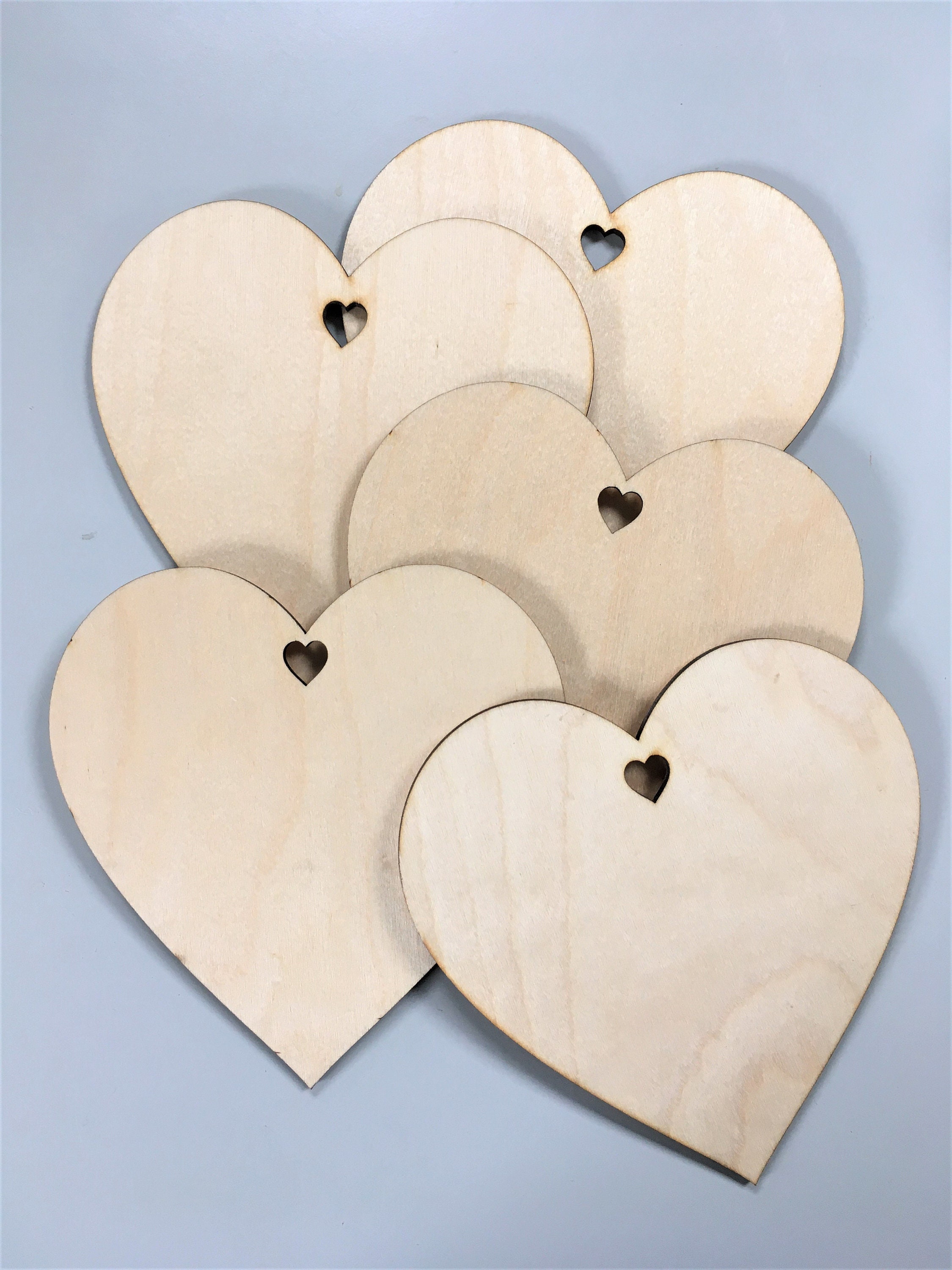 Pack of 5 x 10cm Wooden Craft Blank Heart perfect for craft Etsy