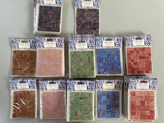 Mosaic Craft Tiles Self Adhesive Peel Off Squares Assorted Colours and Sizes
