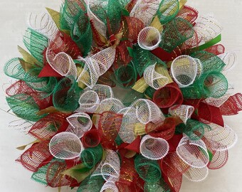 Deco Mesh & Ribbon Christmas Wreath Craft Kit with easy step-by-step instructions.