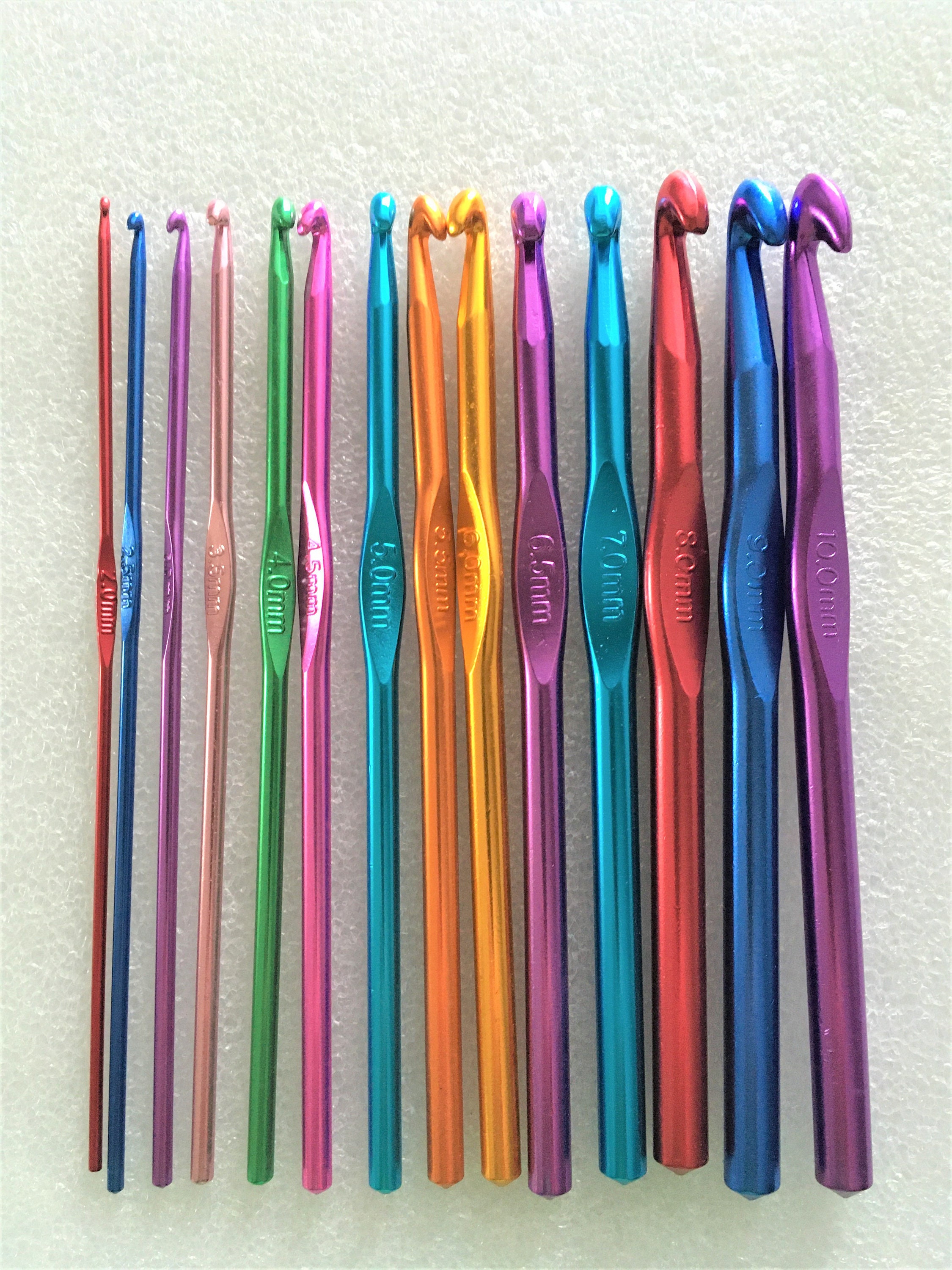 Set of 14 Aluminium Crochet Hooks. A Rainbow of Colours and - Etsy