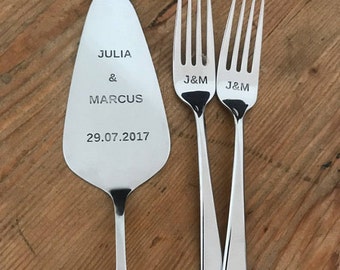 Сake Server and Forks Set, Wedding Forks and Cake Server, Bridal Shower Gift, Wedding Decor, Cake Cutter, Personalized Forks, Gift 2019