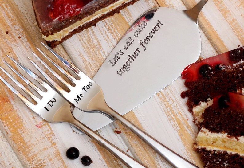 Сake Server and Forks Set Wedding Forks and Cake Server Etsy