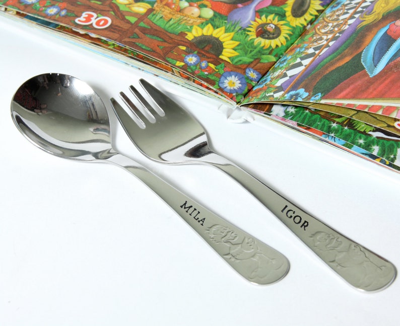 Personalized Baby Spoon and Fork Set Baby Shower Gift Baby Etsy