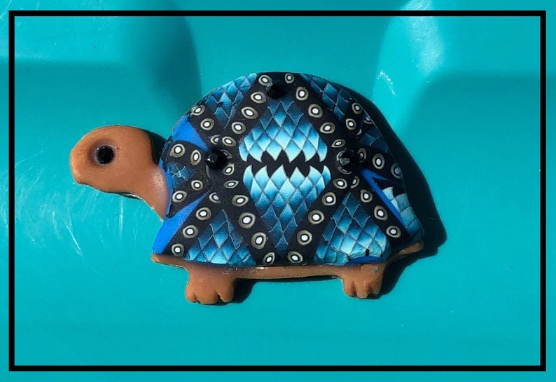 Whimsical Polymer Clay Tortoise or Turtle Brooch or Magnet 5 to choose from
