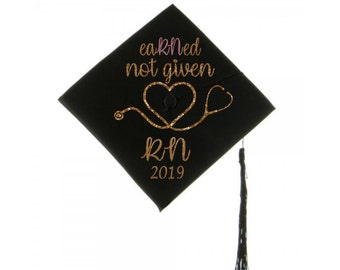 Rn Heartbeat Iron On Nursing Graduation Cap Rn Iron On Etsy