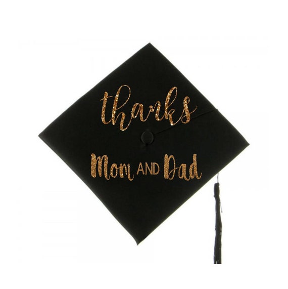 Graduation Cap Decal Graduation Cap Decoration Thanks Mom And Etsy